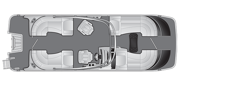 Overhead view of the layout on a Bennington 23 QX Fastback - Quad Bench with Arch (23 QXFBA).