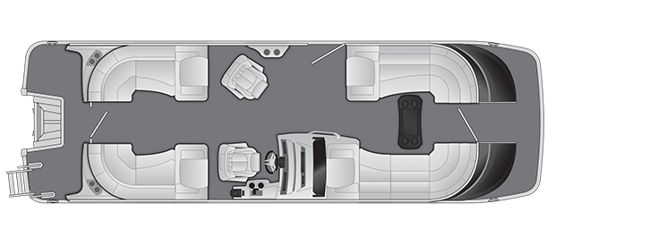 Overhead view of the layout on a Bennington 25 QX Fastback - Quad Bench (25 QXFB).