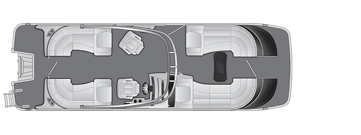 Overhead view of the layout on a Bennington 25 QX Fastback - Quad Bench with Arch (25 QXFBA).