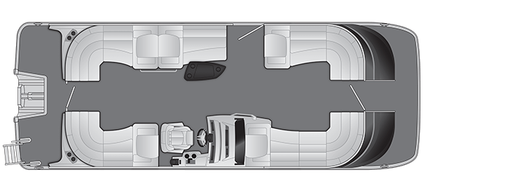 Overhead view of the layout on a Bennington 25 QX Fastback - Quad Bench (25 QXFBX1).