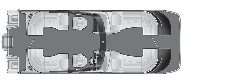 Overhead view of the layout on a Bennington 27 QX Fastback - Quad Bench with Arch (27 QXFBAX2).