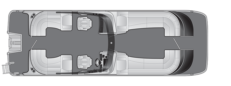 Overhead view of the layout on a Bennington 28 QX Fastback - Quad Bench with Windshield & Arch (28 QXFBWAX1).