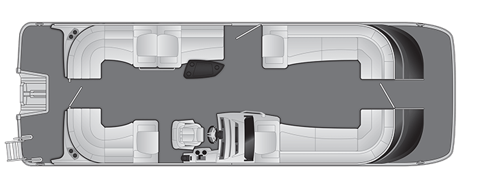 Overhead view of the layout on a Bennington 28 QX Fastback - Quad Bench (28 QXFBX!).