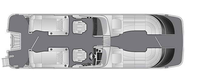 Overhead view of the layout on a Bennington 25 QX Stern Lounge with Windshield (25 QXCWW).