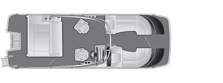 Overhead view of the layout on a Bennington 23 QX Swingback with Arch (23 QXSBA).