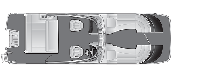 Overhead view of the layout on a Bennington 25 QX Swingback with Windshield & Arch (25 QXSBWA).