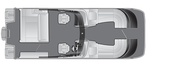 Overhead view of the layout on a Bennington 27 QX Swingback with Windshield & Arch (27 QXSBWAX2).