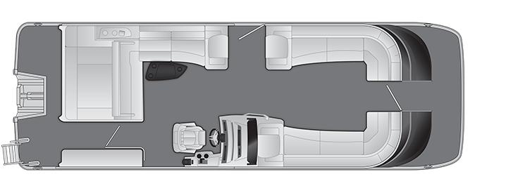 Overhead view of the layout on a Bennington 28 QX Swingback with Arch (28 QXSBAX1).