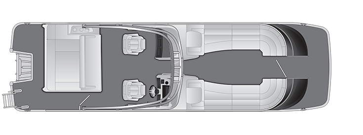 Overhead view of the layout on a Bennington 28 QX Swingback with Windshield & Arch (28 QXSBWA).
