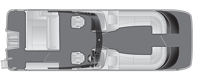 Overhead view of the layout on a Bennington 28 QX Swingback with Windshield & Arch (28 QXSBWAX1).