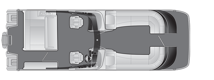 Overhead view of the layout on a Bennington 30 QX Swingback with Windshield & Arch (30 QXSBWAX2).