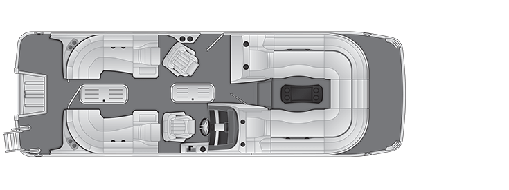 Overhead view of the layout on a Bennington 24 RT Fastback - Quad Bench (24 RTFB).