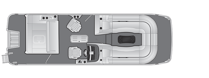 Overhead view of the layout on a Bennington 25 RT Swingback (25 RTSB).