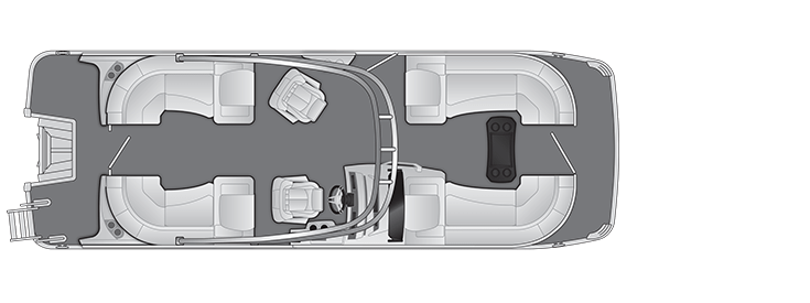 Overhead view of the layout on a Bennington 23 R Fastback - Quad Bench with Arch (23 RFBA).