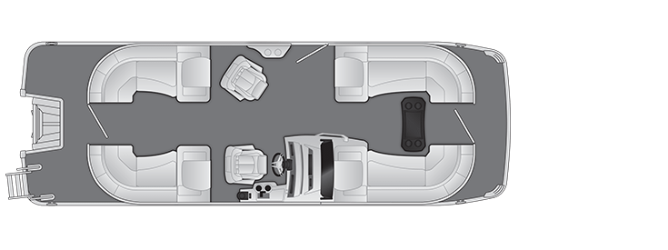 Overhead view of the layout on a Bennington 23 R Stern Radius - Quad Bench (23 RSR).