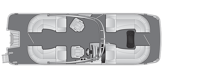 Overhead view of the layout on a Bennington 23 R Stern Radius - Quad Bench with Arch (23 RSRA).