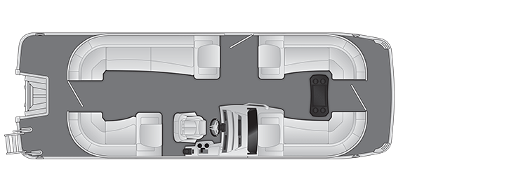 Overhead view of the layout on a Bennington 23 R Stern Radius - Quad Bench (23 RSRC).