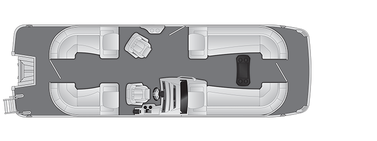 Overhead view of the layout on a Bennington 25 R Stern Radius - Quad Bench (25 RSR).