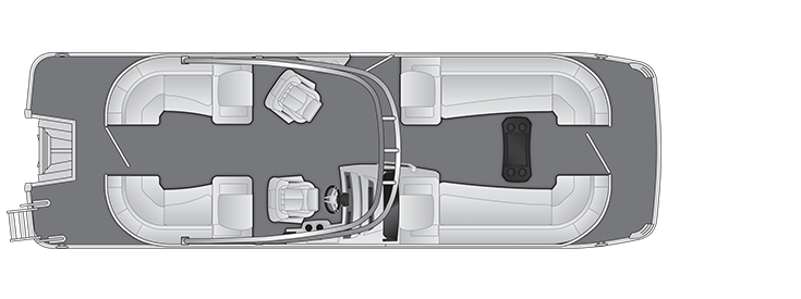 Overhead view of the layout on a Bennington 25 R Stern Radius - Quad Bench with Arch (25 RSRA).
