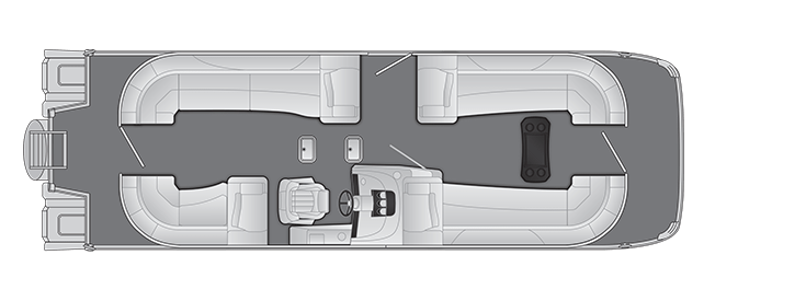 Overhead view of the layout on a Bennington 27 R Stern Radius Quad Bench (27 RSRCT2)