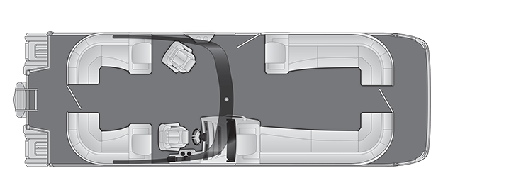 Overhead view of the layout on a Bennington 30 R Stern Radius  Quad Bench with Arch (30 RSRAX2).