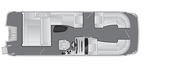 Overhead view of the layout on a Bennington 23 R Swingback (23 RSB).