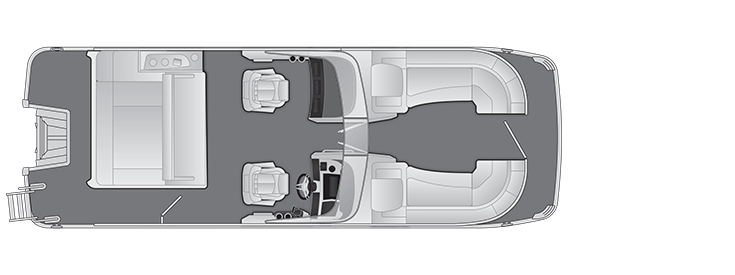 Overhead view of the layout on a Bennington 23 R Swingback with Windshield (23 RSBW).