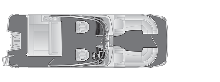 Overhead view of the layout on a Bennington 23 R Swingback with Windshield & Arch (23 RSBWA).