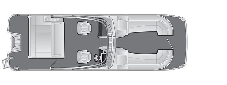 Overhead view of the layout on a Bennington 25 R Swingback with Windshield & Arch (25 RSBWA).