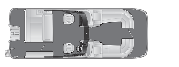 Overhead view of the layout on a Bennington 25 R Swingback with Windshield and Arch (25 RSBWAX1).