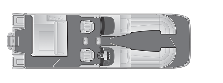 Overhead view of the layout on a Bennington 27 R Swingback with Windshield & Arch (27 RSBWAT2).