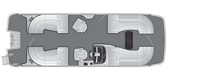 Overhead view of the layout on a Bennington 23 RX Fastback - Quad Bench (23 RXFB).
