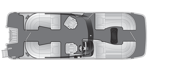 Overhead view of the layout on a Bennington 23 RX Fastback - Quad Bench with Arch (23 RXFBA).