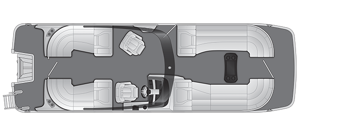 Overhead view of the layout on a Bennington 25 RX Fastback - Quad Bench with Arch (25 RXFBA).