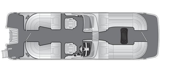 Overhead view of the layout on a Bennington 25 RX Fastback - Quad Bench with Windshield (25 RXFBW).