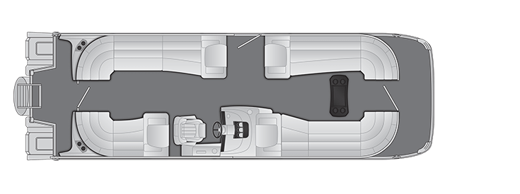 Overhead view of the layout on a Bennington 27 RX Fastback - Quad Bench (27 RXFBCT2).
