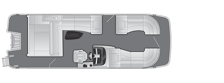 Overhead view of the layout on a Bennington 23 RX Swingback (23 RXSB).