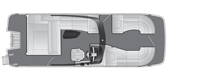 Overhead view of the layout on a Bennington 23 RX Swingback with Arch (23 RXSBA).