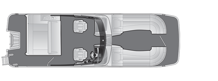 Overhead view of the layout on a Bennington 25 RX Swingback with Windshield & Arch (25 RXSBWA).