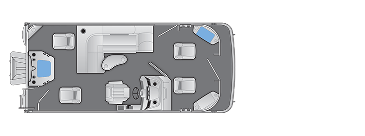 Overhead view of the layout on a Bennington 18 S Fish (18 SF).