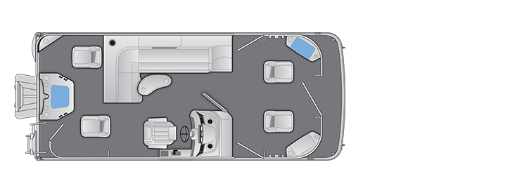 Overhead view of the layout on a Bennington 21 S Fish (21 SF).
