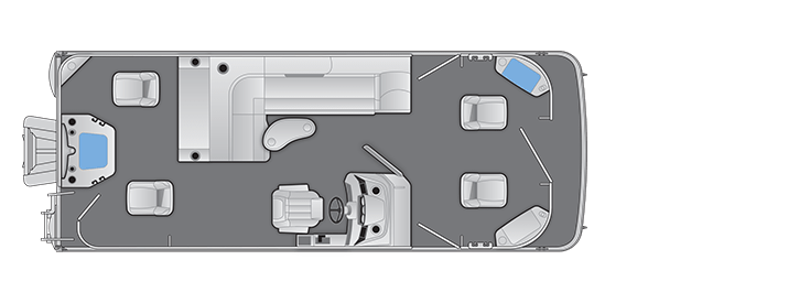 Overhead view of the layout on a Bennington 23 S Fish (23 SF).