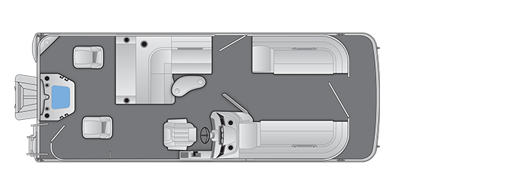 Overhead view of the layout on a Bennington 23 S Fish & Cruise (23 SS).