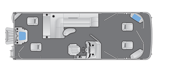 Overhead view of the layout on a Bennington 25 S Fish (25 SF).