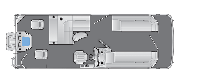 Overhead view of the layout on a Bennington 25 S Fish & Cruise (25 SS).
