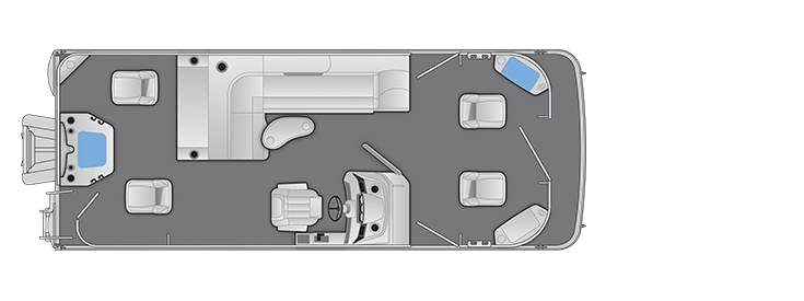 Overhead view of the layout on a Bennington 22 S Fish (22 SF).