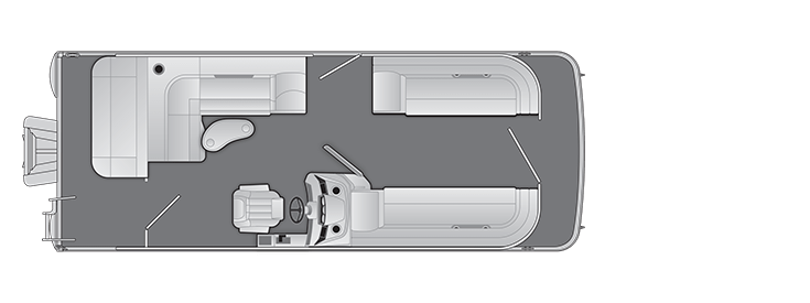 Overhead view of the layout on a Bennington 23 S J-Bench (23 SLJ).