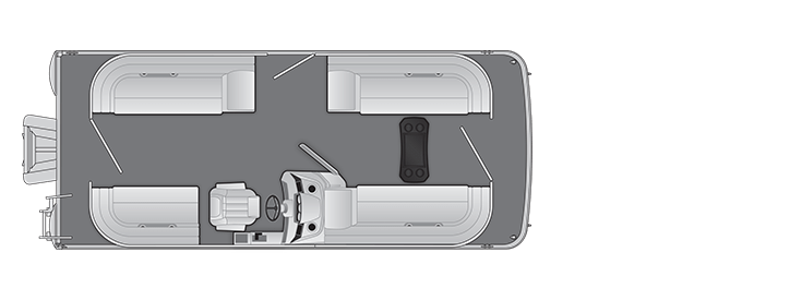 Overhead view of the layout on a Bennington 21 S Stern Radius - Quad Bench (21 SSR).