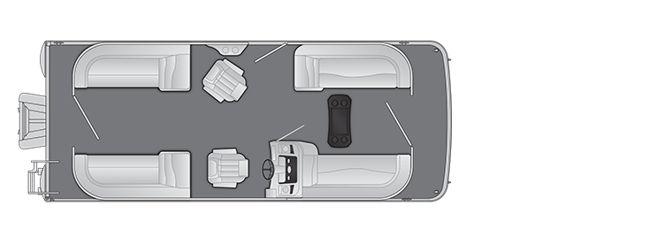 Overhead view of the layout on a Bennington 22 S Stern Radius - Quad Bench (22 SSR).