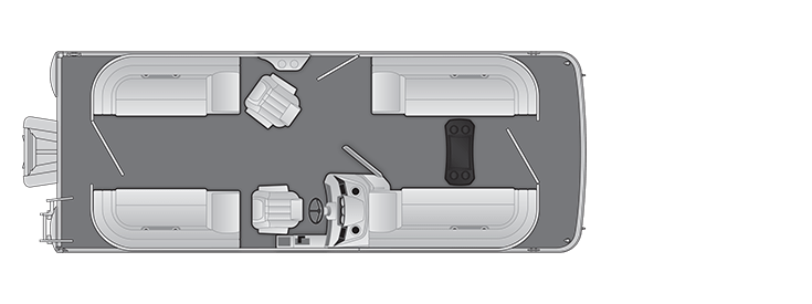 Overhead view of the layout on a Bennington 23 S Stern Radius - Quad Bench (23 SSR).